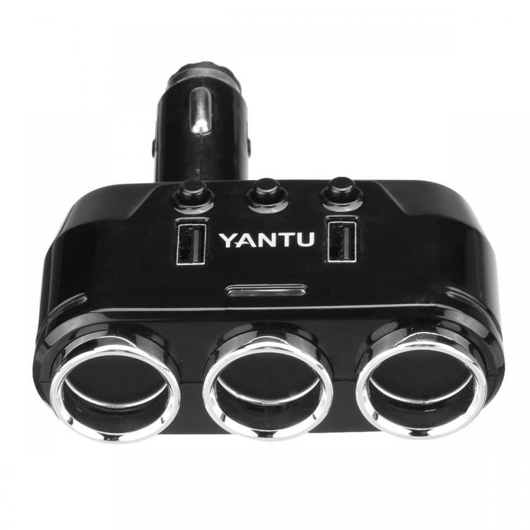 shopping ציוד אלקטרוני לרכב Dual USB Port 3 Way Auto Charger Car C igarette L ighter Socket Splitter Adapter