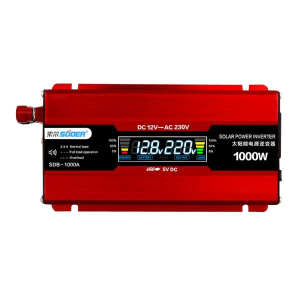 shopping ציוד אלקטרוני לרכב Suoer 1000W LED Display 12V To 220V Solar Power PV Car Inverter Converter USB Port