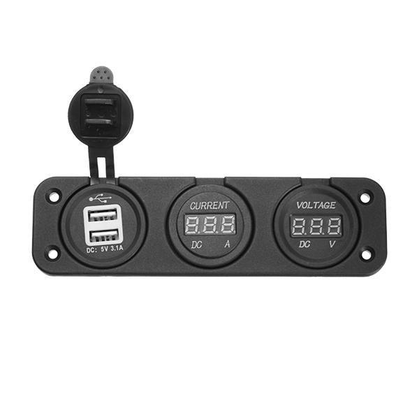 shopping ציוד אלקטרוני לרכב 12V/24V Car Motorcycle 3 in 1 Digital Volt Meterr Ammeter USB Car Charger Socket