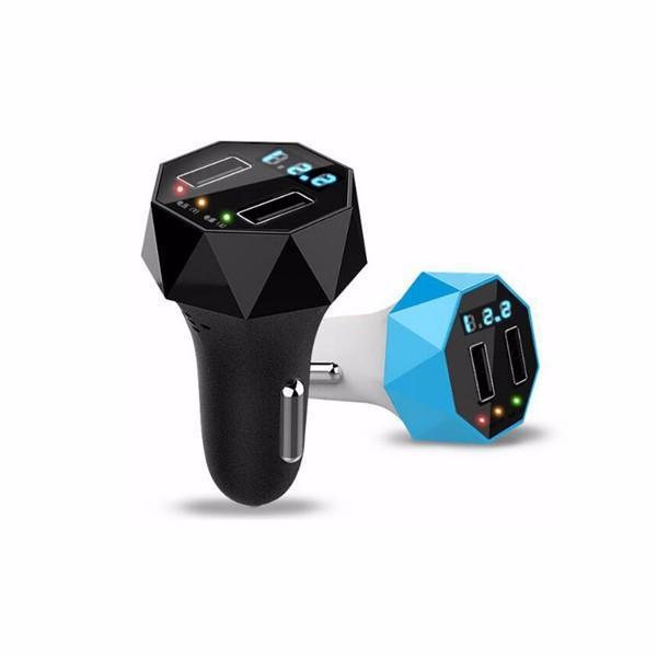 shopping ציוד אלקטרוני לרכב Dual USB Car Charger Voltage Current Test Display Alarm Charger 24V 2.1A