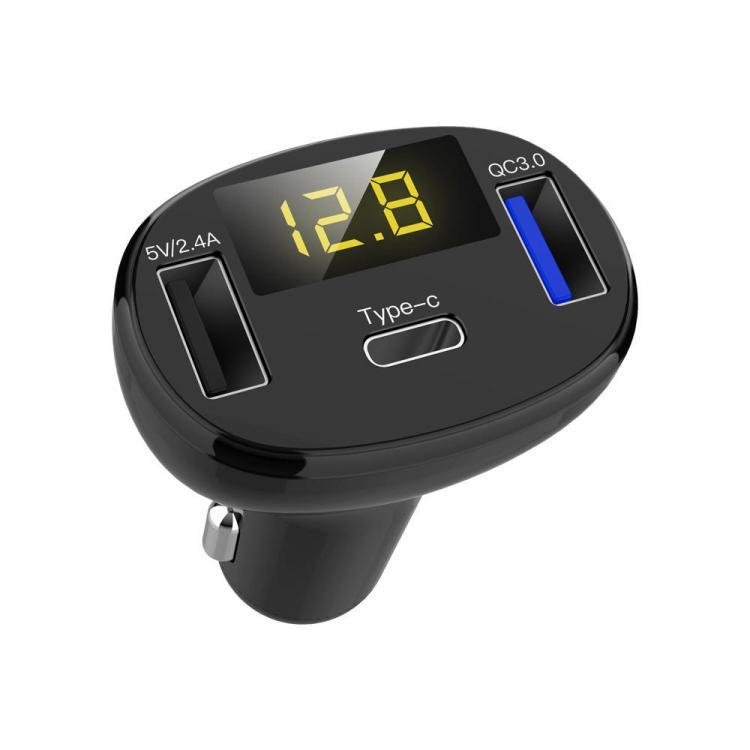 shopping ציוד אלקטרוני לרכב Quelima C02 Black Car Charger Digital Display QC3.0 Fast Charge Type-c