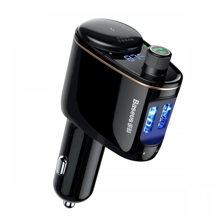 shopping ציוד אלקטרוני לרכב Baseus S-06 Double USB Outputs Battery Voltage Monitor bluetooth 4.2 MP3 Car Charger