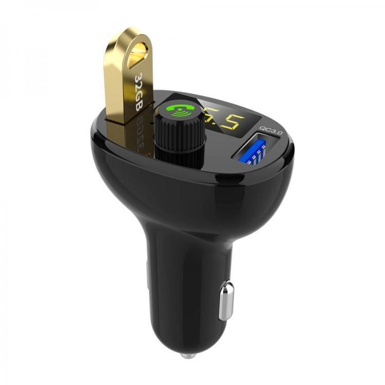 shopping ציוד אלקטרוני לרכב Quelima BT23 QC3.0 Hands-free bluetooth Car Charger Dual USB Fast Charging Car bluetooth MP3