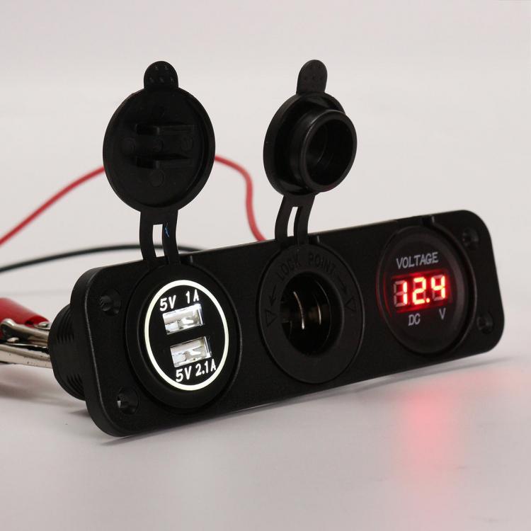 shopping ציוד אלקטרוני לרכב DC 12V Dual Usb Charger Car Cigarette Lighter Socket Lighter Adapter Outlet Volt Meterr