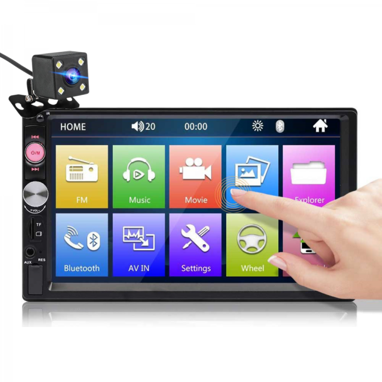 shopping מערכות שמע ומסכים לרכב 7023B 7 Inch 2 DIN Car Stereo Radio HD Touch Screen Multimedia MP5 Player FM bluetooth TF USB with Rear Camera
