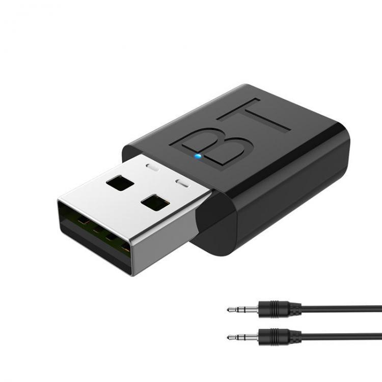 shopping מערכות שמע ומסכים לרכב bluetooth 5.0 Audio Wireless Receiver Transmitter 2-In-1 Stereo Adapter USB Black for Car Computer PC TV