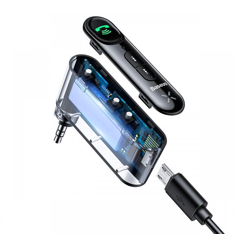 shopping מערכות שמע ומסכים לרכב Baseus Wireless Hands Free Bluetooth 5.0 Car AUX Music Receiver Adapter Interface 10-Hour Duration