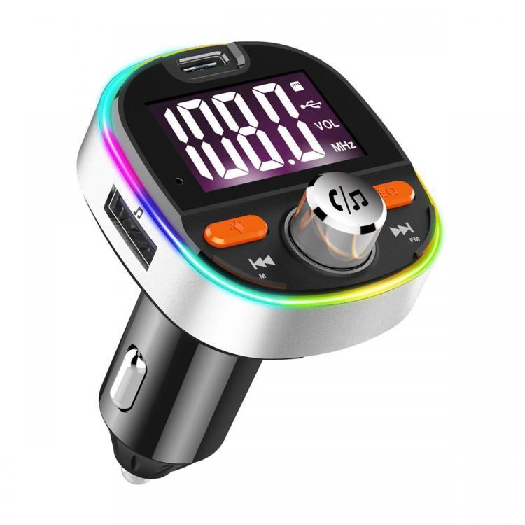 shopping מערכות שמע ומסכים לרכב Car bluetooth MP3 Player FM Transmitter with Colorful Atmosphere Light Support QC 3.0 Fast Charging Subwoofer DSP TF Card USB