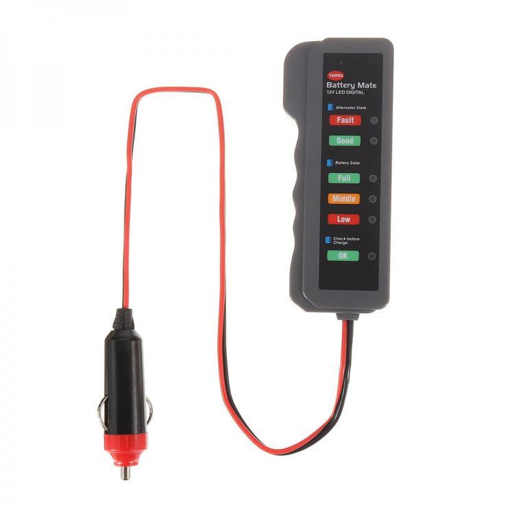 shopping מערכות למציאת תקלות YAWAO BM320 12V Car Battery Tester Digital Alternator Detector Mate Car Lighter Plug Diagnostic Tool with 3 LED Indicator