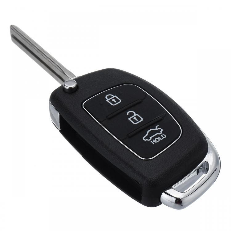 shopping חלקים לרכב 3 Buttons Remote Flip Key Fob Case Shell with Blade Battery For Hyundai Santa Fe IX35 i20 2013-2014