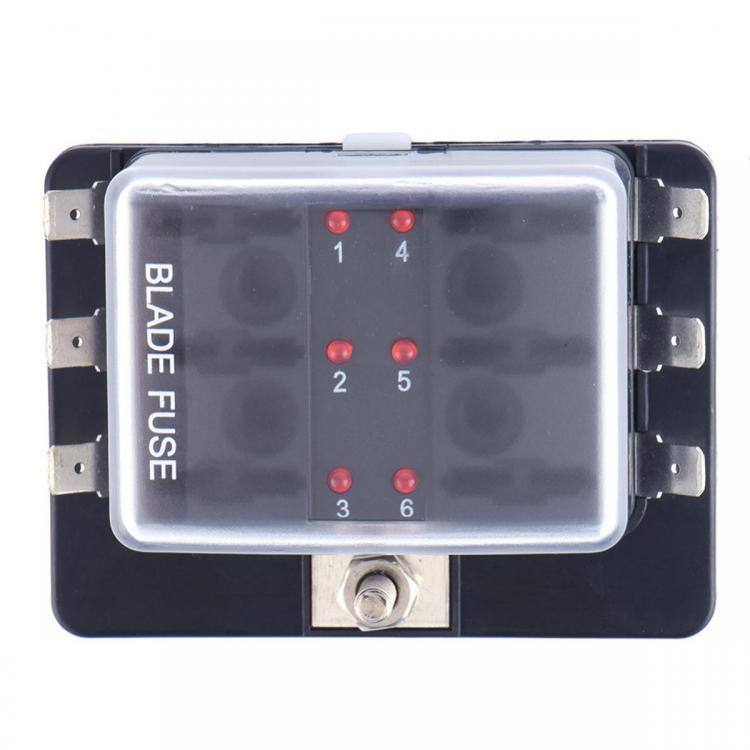 shopping חלקים לרכב DC12V/24V/32V 6Way Car Boat Automotive Blade Fuse Box Block Holder LED Warning