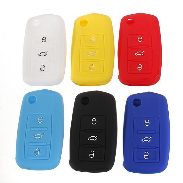 shopping חלקים לרכב Silicone Remote Key Case Shell Flip FOB For VW Golf Mk6 Jetta Polo