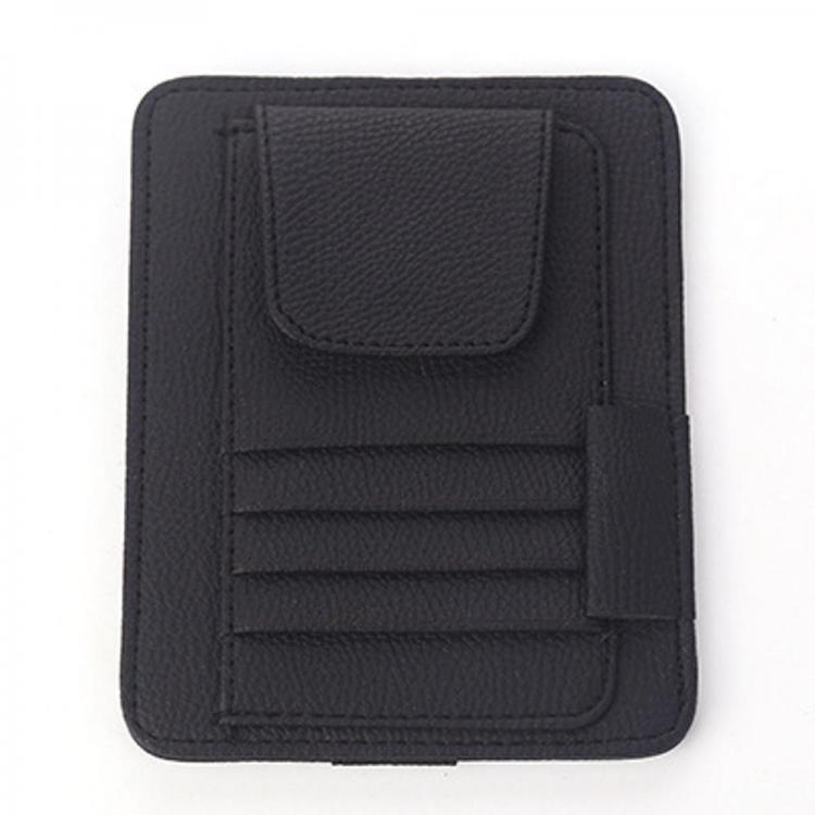 shopping אביזרי פנים לרכב PU Leather Car Sun Visor Glasses Clip Card Pen Holder Storage Driver License Package