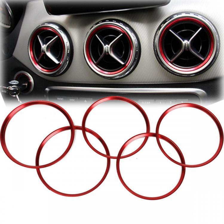 shopping אביזרי פנים לרכב 5pcs Air Outlet Decorative Ring For Mercedes Benz A Class A180 A200 A250 W176