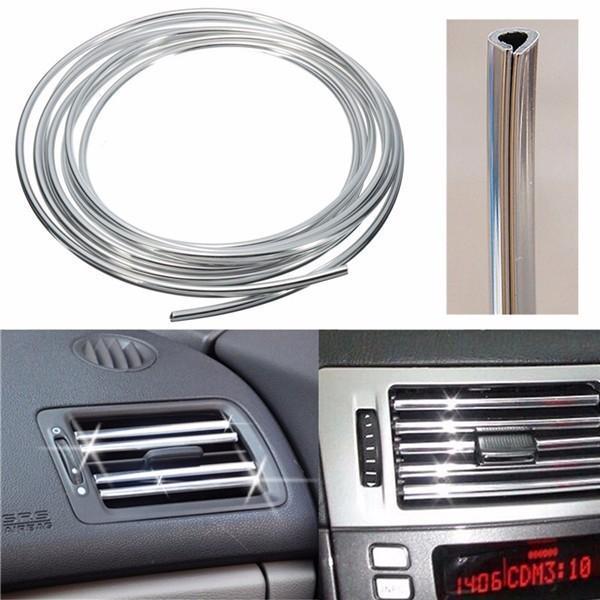 shopping אביזרי פנים לרכב Silver Car Interior Decor Door Vent Chrome Moulding Trim Strip U Style 4M
