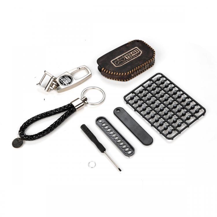 shopping אביזרי פנים לרכב 6pcs Leather Car Key Case Protector Cover Remote Control Keychain Bag for Jeep for Wrangler JL 2018