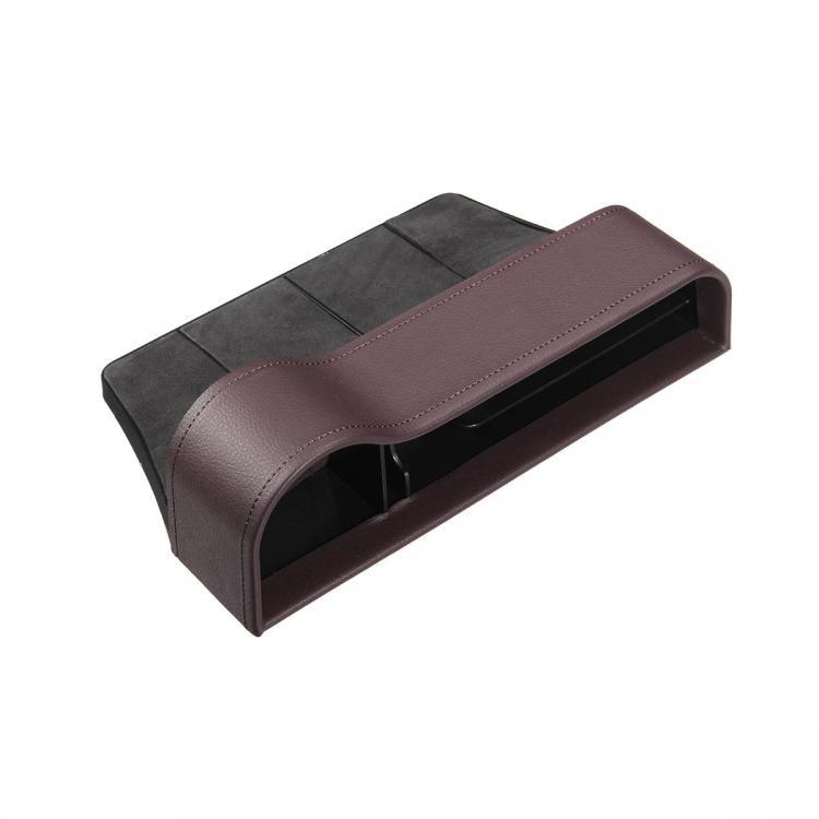 shopping אביזרי פנים לרכב PU Leather Right Side Car Seat Crevice Gap Storage Box Pocket Organizer Phone Holder