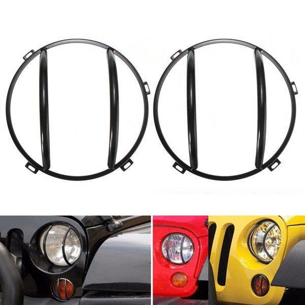 shopping אביזרי חוץ לרכב 2pcs Headlight Iron Cover Turn Signal Light GrillE-mounted For Jeep Wrangler JK 2007-2015