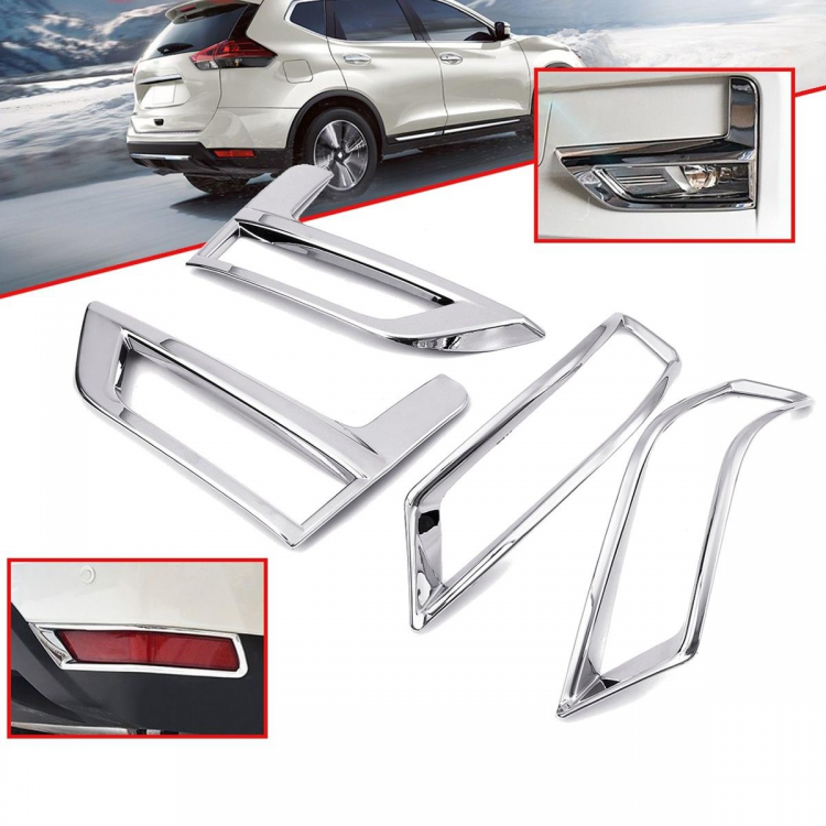 shopping אביזרי חוץ לרכב 4Pcs Chrome Fog Light Lamp Reflector Cover Trims for Nissan Rogue 2017-2018 X-Trail 2017