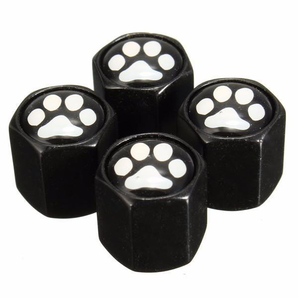 shopping תיקון הרכב ותחזוקה 4Pcs Aluminum Alloy Footprint Pattern Car Wheel Tire Valve Stem Covers Caps Black