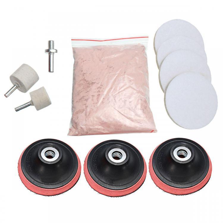 shopping תיקון הרכב ותחזוקה 11Pcs 3inch Pad 230g Cerium Oxide Windscreen Scratch Remover Glass Polishing Kit