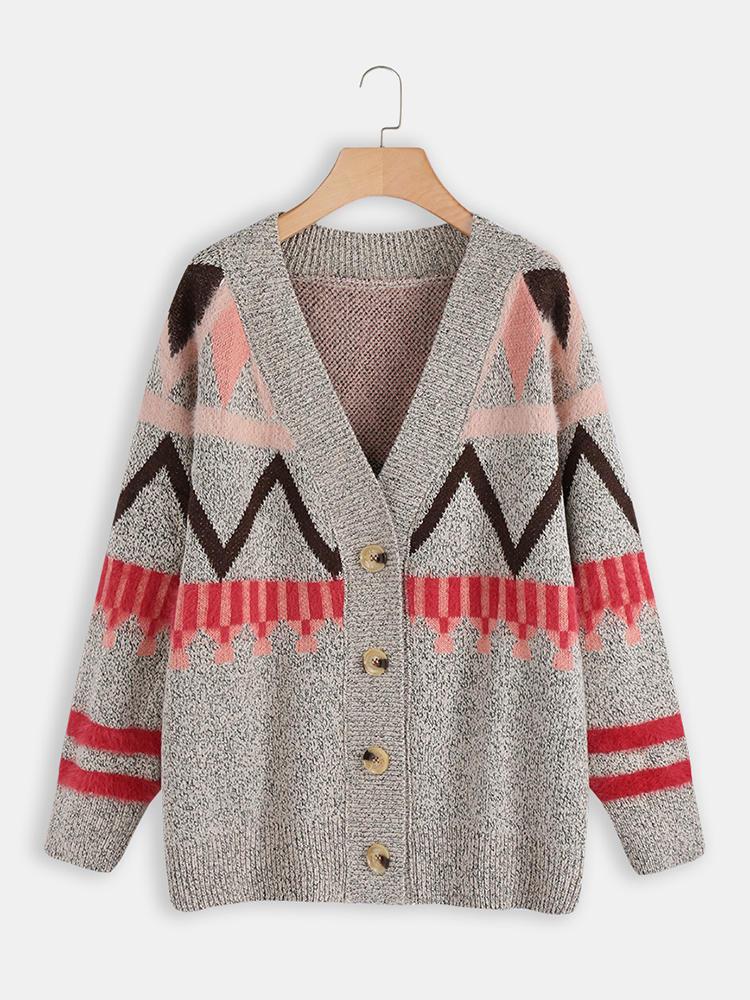 shopping חולצות וסוודרים Women Casual Button Long Sleeve Sweaters