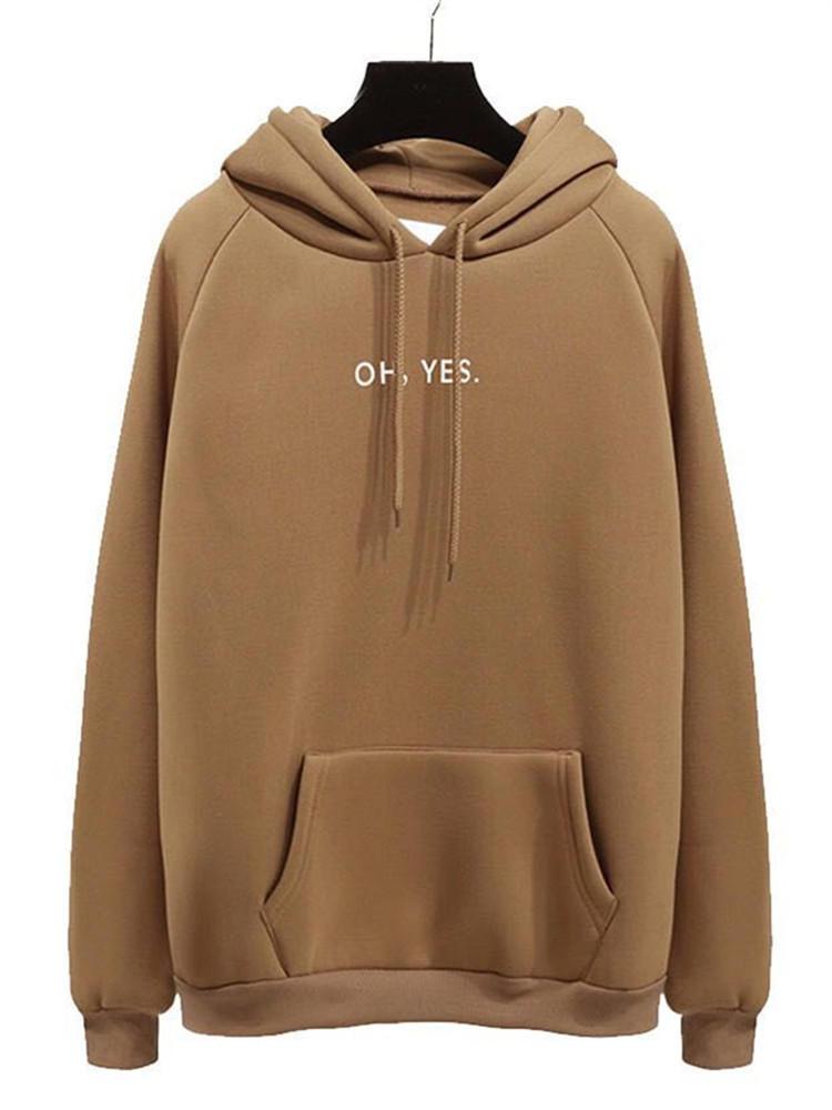 shopping חולצות וסוודרים Casual Print Pocket Long Sleeve Hooded Sweatshirt