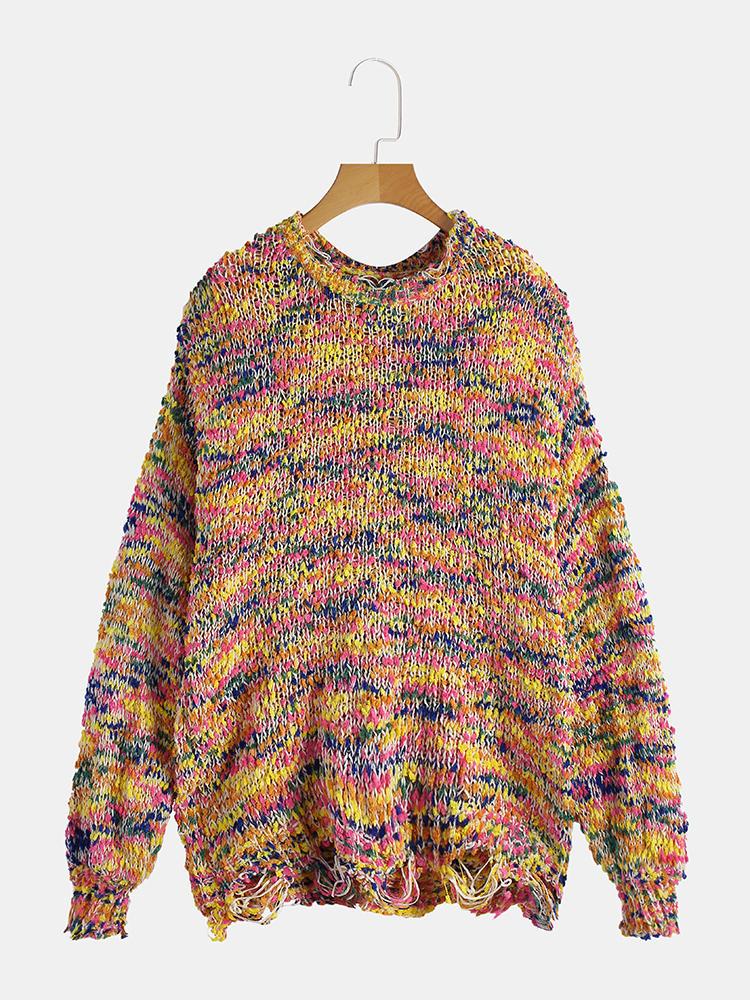 shopping חולצות וסוודרים Women Loose Camouflage Pullover Round Neck Sweaters