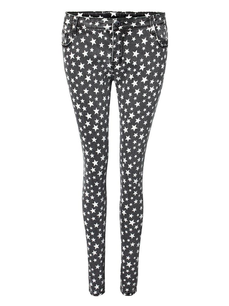 shopping מכנסיים Five Stars Printed Narrow Pencil Tight Slim Trousers Pants