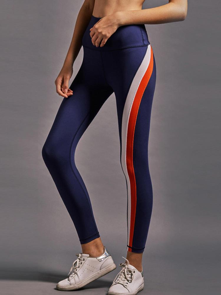 shopping מכנסיים Women Rainbow Stripe High Elastic Waist Running Leggings