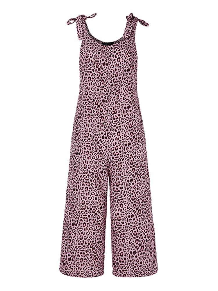 shopping מכנסיים Women Straps Wide Leg Leopard Print Overalls Long Jumpsuit