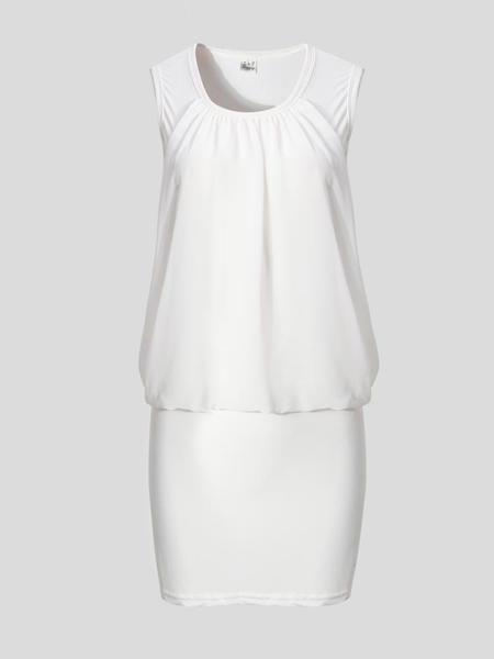 shopping שמלות Woman Chiffon Stitching Dress Sleeveless Solid Color Mini Dresses