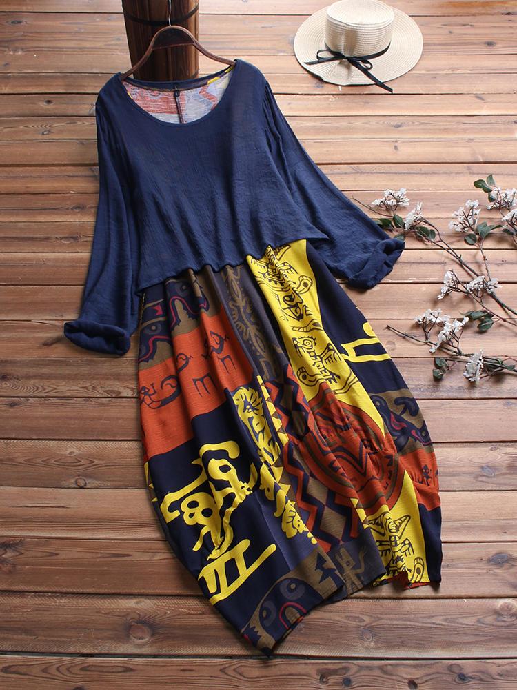 shopping שמלות Ethnic Floral Print Two Pieces Long Maxi Dress For Women