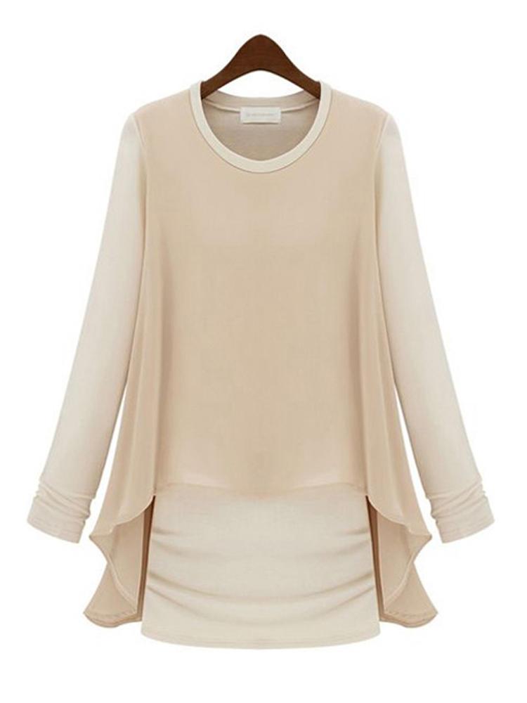 shopping שמלות Long Puff Sleeve Ruffles Fake Two Pieces Chiffon Dresses