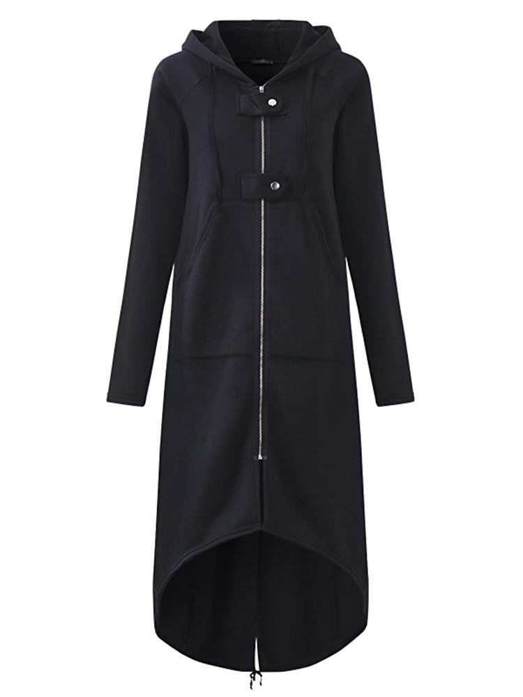 shopping מידות גדולות S-5XL Women Zipper Hooded Long Sweatshirt Jacket