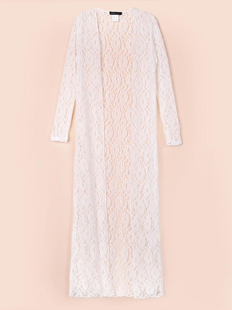 shopping מידות גדולות Sexy Women Lace Crochet Hollow Sheer Sun Protection Cardigan