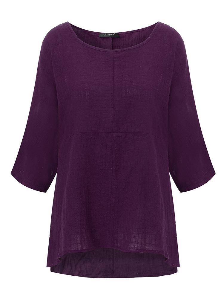 shopping מידות גדולות M-5XL Casual Women Solid Color Shirts