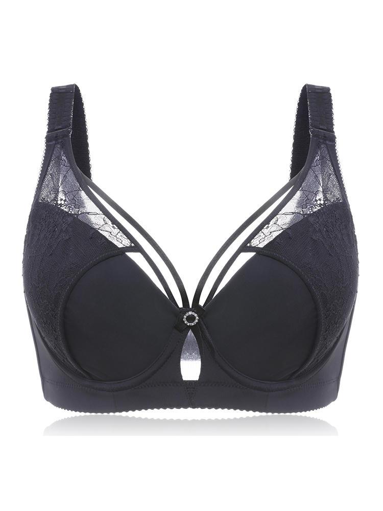 shopping הלבשה תחתונה Plus Size Lace Criss Cross Full Coverage Gather Adjustable Bra