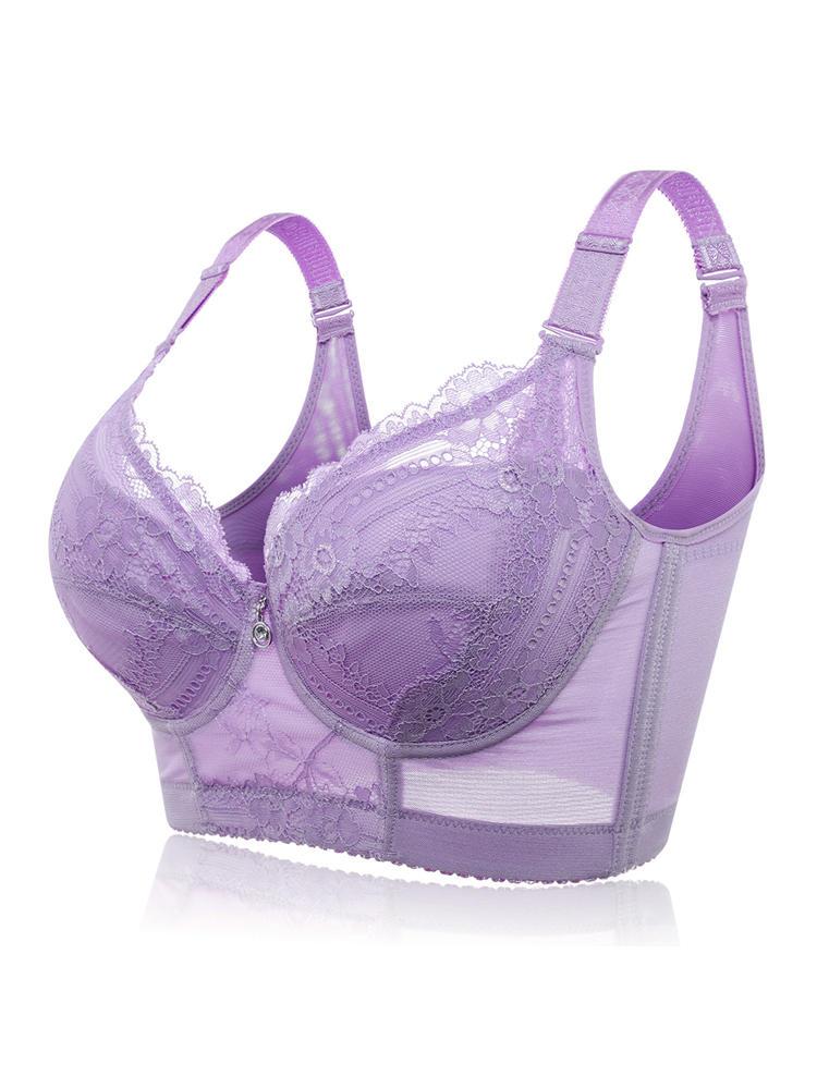 shopping הלבשה תחתונה Longlined Lace Jacquard Shaping Gather Adjustable Bra
