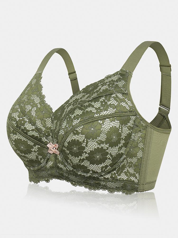 shopping הלבשה תחתונה J Cup Full Coverage Floral Lace Adjustable Push Up Minimizer Bra