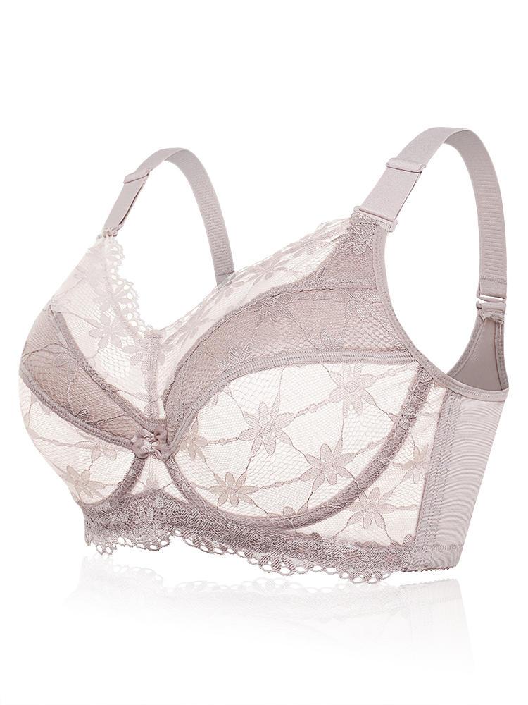 shopping הלבשה תחתונה Lace See Through Full Coverage Gather Push Up Minimizer Bra