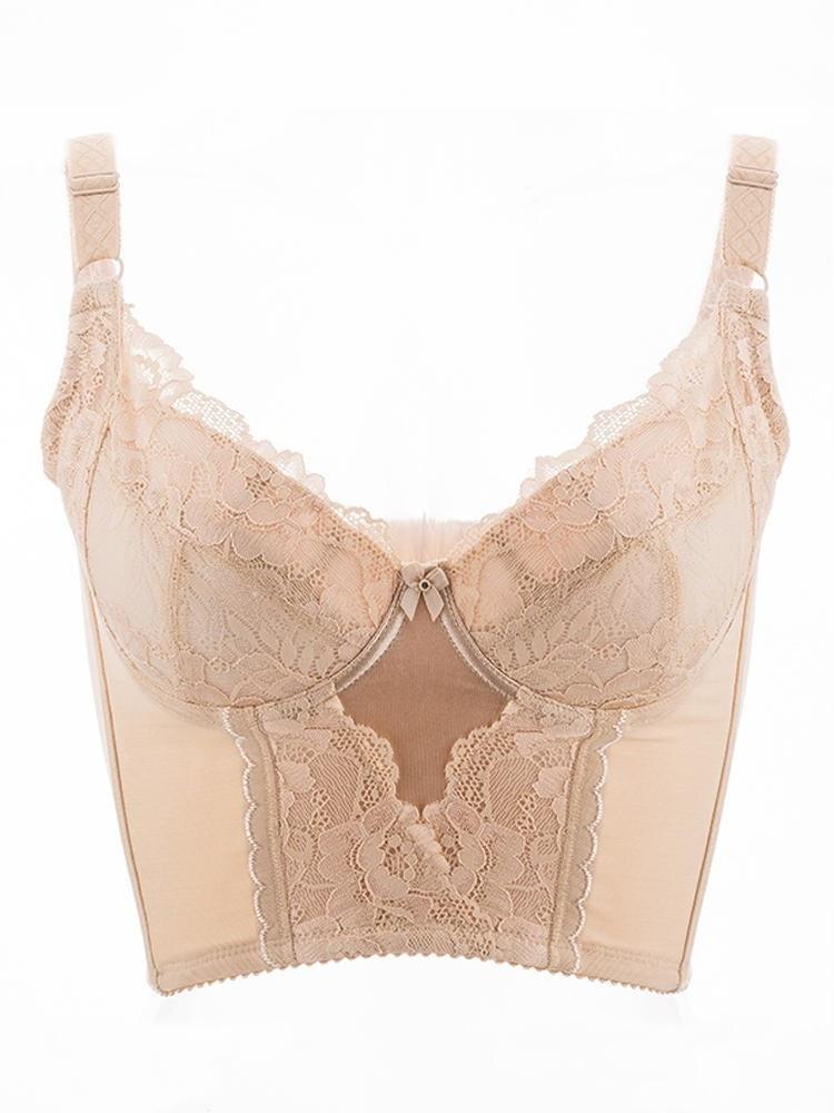 shopping הלבשה תחתונה Plus Size G Cup Lace Push Up Gather Back Closure Longline Adjustable Bra