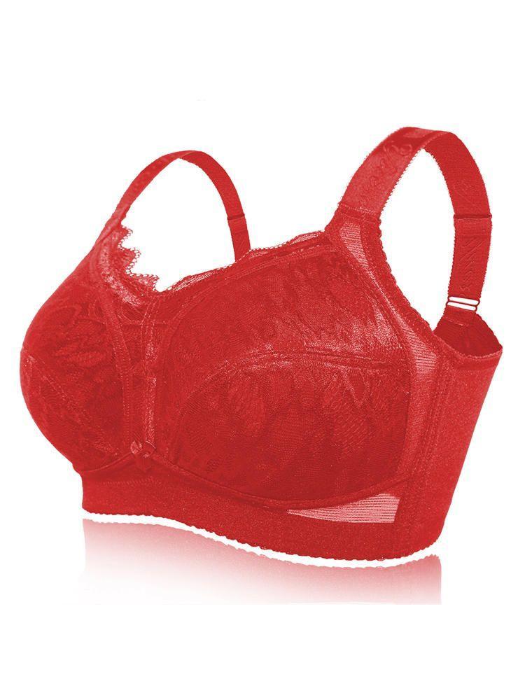 shopping הלבשה תחתונה Plus Size Full Cup Coverage No Rims Soft Lace Cotton Lining Minimizer Bra