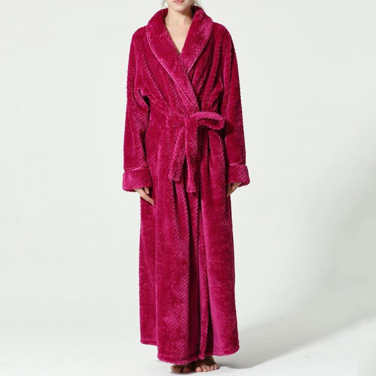 shopping הלבשה תחתונה Plus Size Long Sleeve Bathrobe Flannel Thicken Nightgown Sleepwear