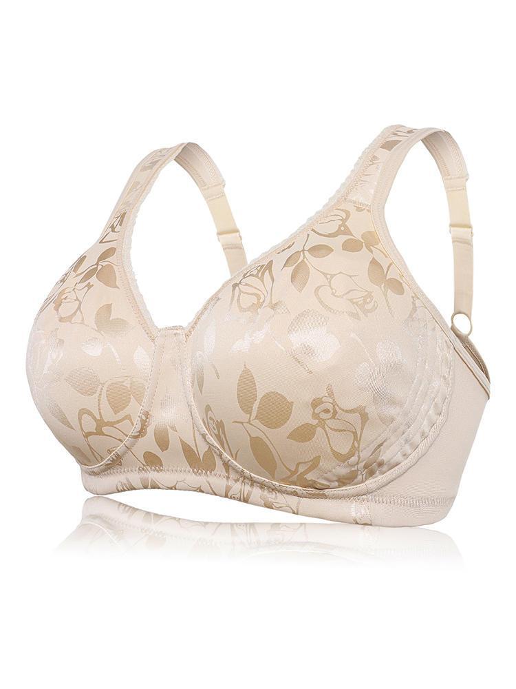 shopping הלבשה תחתונה FULLGLADY Plus Size Wireless Printed Lace-trim Straps Comfy Bra