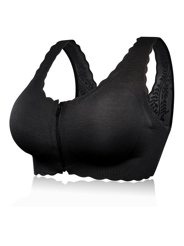 shopping הלבשה תחתונה Front Zipper Lace V Type Strappy Removable Padding Seamless Wireless Bra