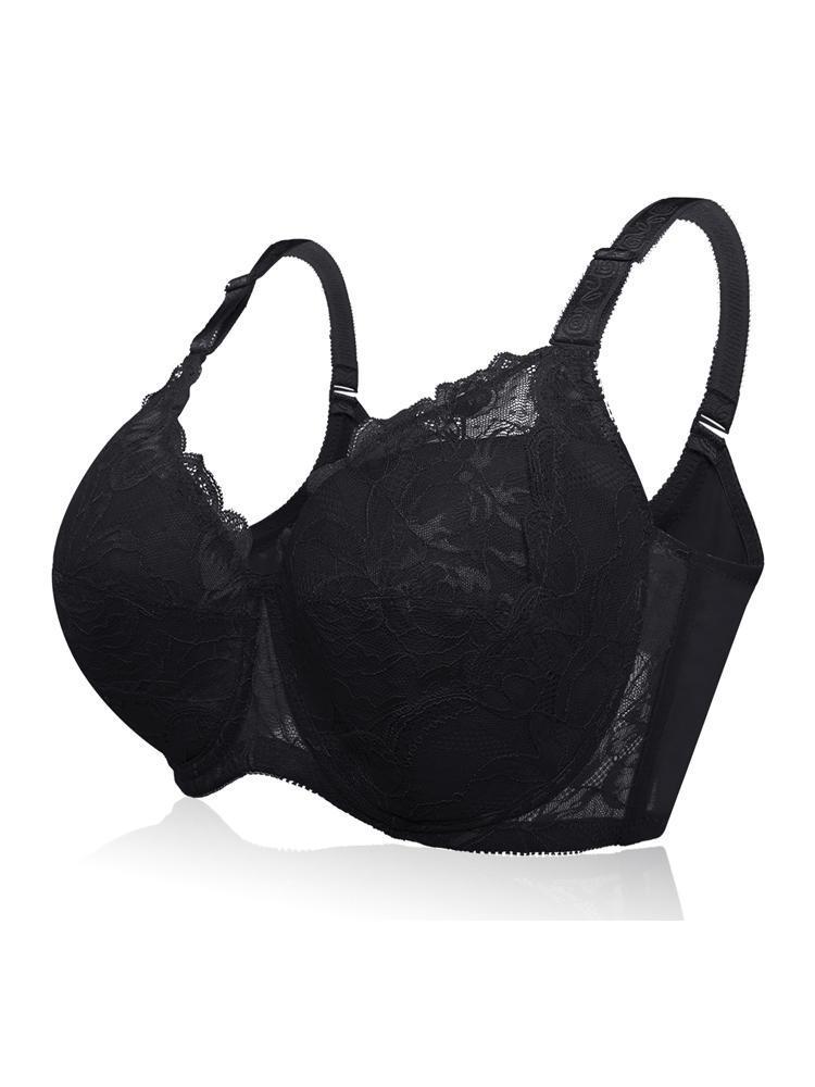 shopping הלבשה תחתונה Plus Size Lace Jacquard Gather Full Coverage Push Up Bra