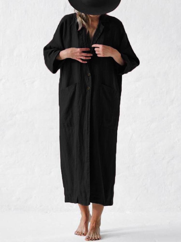 shopping מעילים וג׳קטים Women Long Sleeve Button Open Front Long Maxi Coats