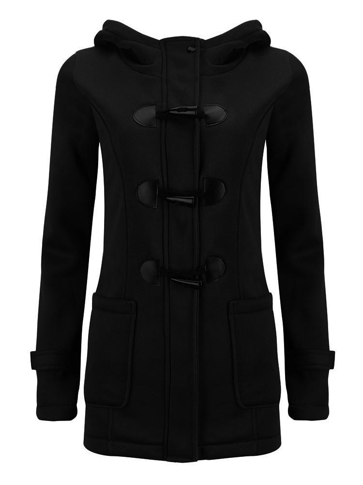 shopping מעילים וג׳קטים Women Winter Thick Hooded Long Sleeve Casual Coats
