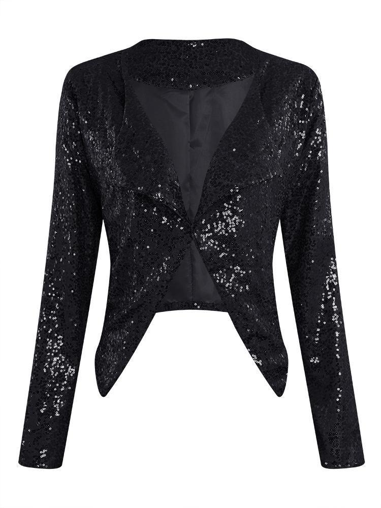 shopping מעילים וג׳קטים Solid Color Sequins Irregular Jacket Coats For Women